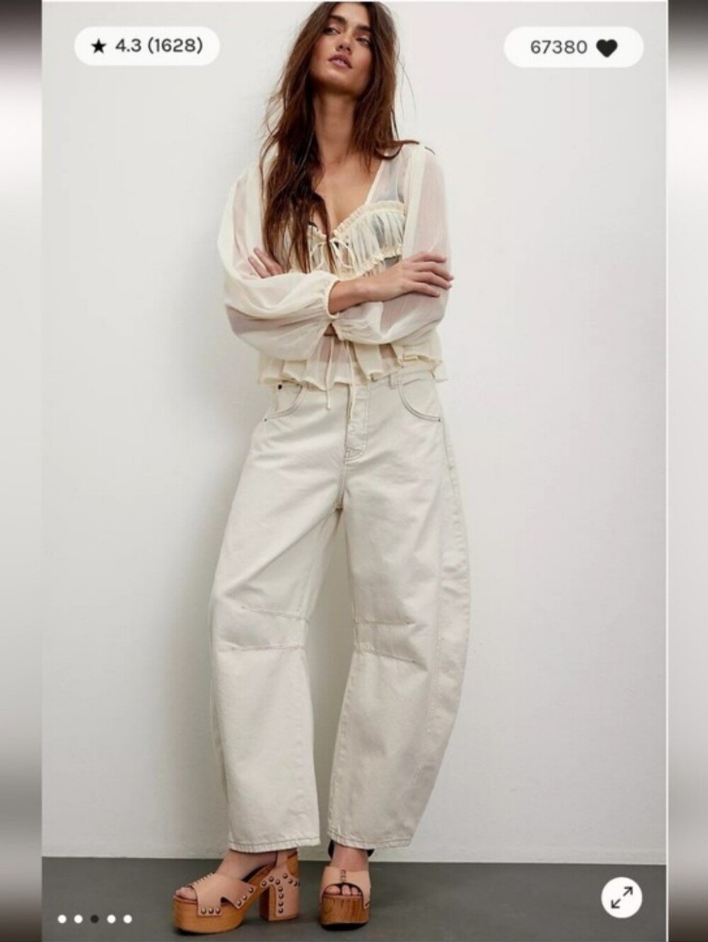 NWOT We The Free Good Luck Mid Rise Barrel Jeans-Milk-Current Online